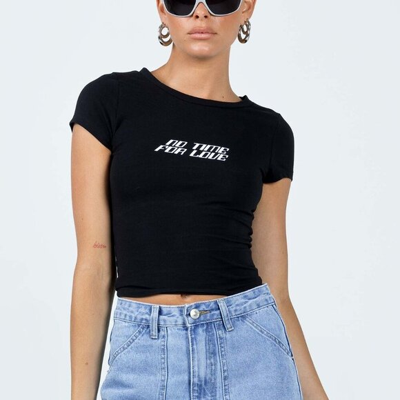 Princess Polly No Time For Love Black Tee - Picture 3 of 10